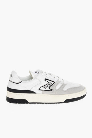 Leather Low Top Sneakers with Suede Details