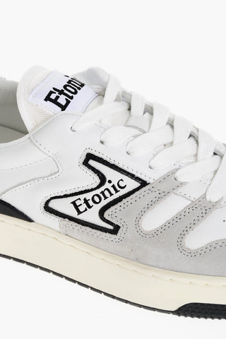 Leather Low Top Sneakers with Suede Details