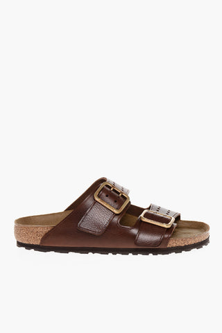 Leather ARIZONA BOLD Sandals with Double-Strap and Golden Buckles