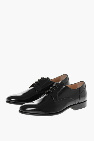 Solid Color Patent Leather Derby Shoes