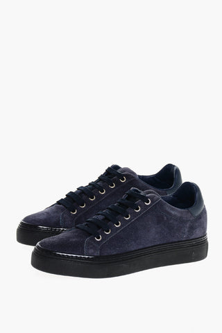 ID Suede Low-Top Sneakers with Ton on Tone Laces