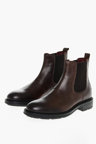 Brsuhed Leather Chelsea Boots