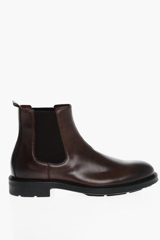 Brsuhed Leather Chelsea Boots