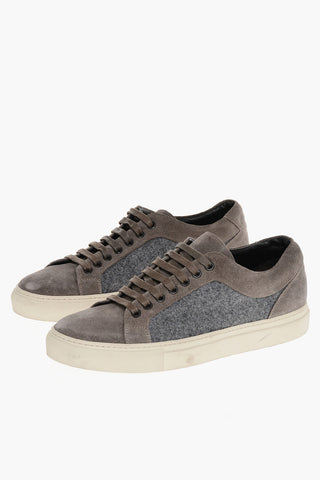 ID Wool Low Top Sneakers With Suede Details Vintage Effect