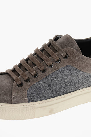 ID Wool Low Top Sneakers With Suede Details Vintage Effect