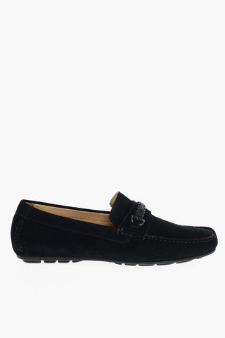 Suede Leather Loafers With Braided Detail