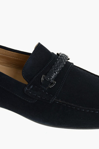 Suede Leather Loafers With Braided Detail