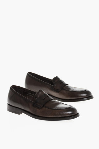 Hammered Leather Penny Loafers