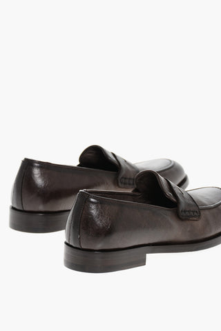 Hammered Leather Penny Loafers