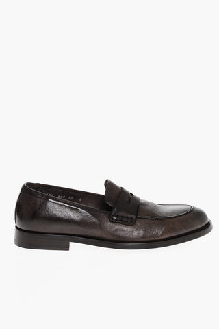 Hammered Leather Penny Loafers