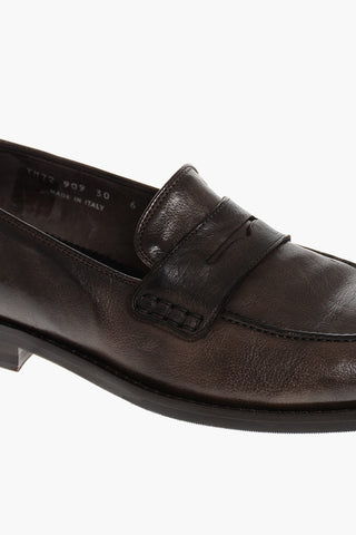 Hammered Leather Penny Loafers