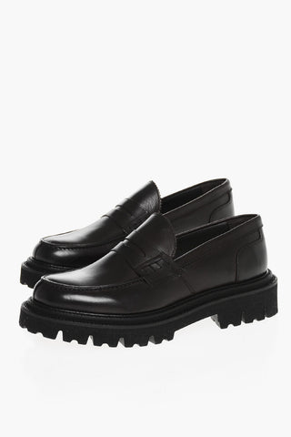Leather Penny Loafers With Tank Sole