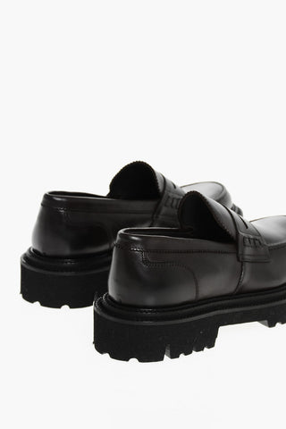 Leather Penny Loafers With Tank Sole