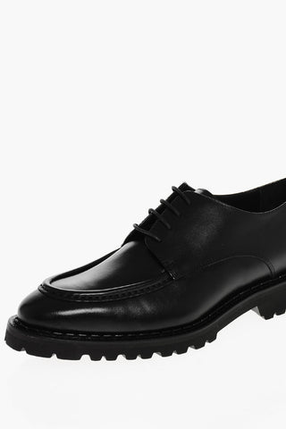 Leather Derby Shoes With Tank Sole