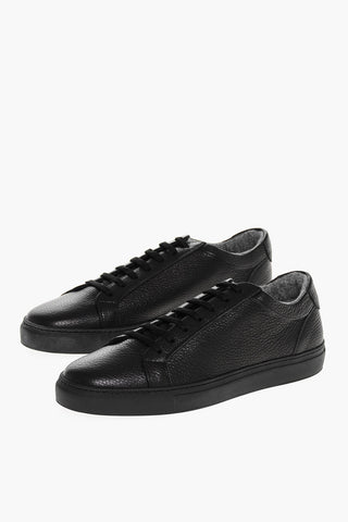 Hammered Leather Low-Top Sneakers
