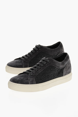 Wool Low Top Sneakers With Suede Details Vintage Effect