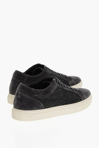 Wool Low Top Sneakers With Suede Details Vintage Effect