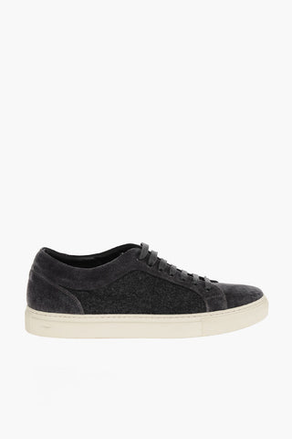 Wool Low Top Sneakers With Suede Details Vintage Effect