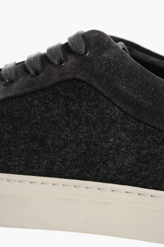 Wool Low Top Sneakers With Suede Details Vintage Effect