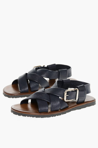 Hammered Leather Criss-cross Sandals