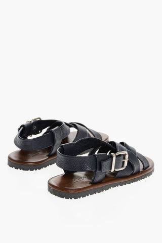Hammered Leather Criss-cross Sandals
