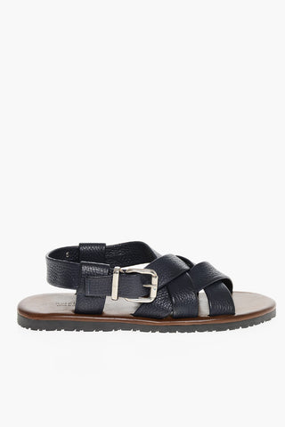 Hammered Leather Criss-cross Sandals