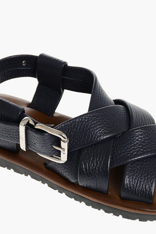 Hammered Leather Criss-cross Sandals