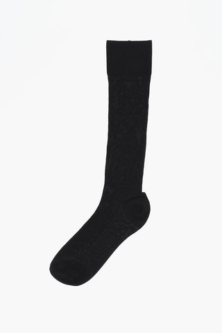 Lange Socken aus Wolle mit Stickerei