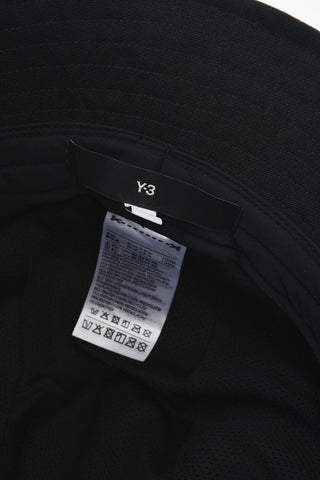 Y-3 Solid Color Bucket Hat with Contrasting Logo
