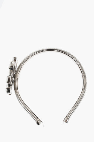 Silver-Tone Effect Metal Hairband with Crystals