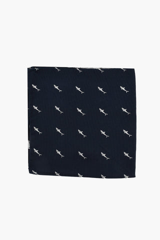 CC COLECTION Silk Pocket Handkerchief With Shark Embroidery