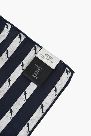 CC COLECTION Silk Pocket Handkerchief With Shark Embroidery