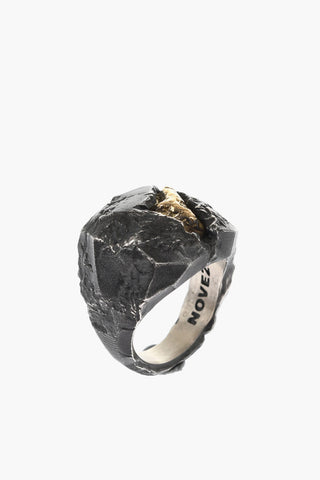 Silver MATERIC Signet Ring with Golden-Effect Detail