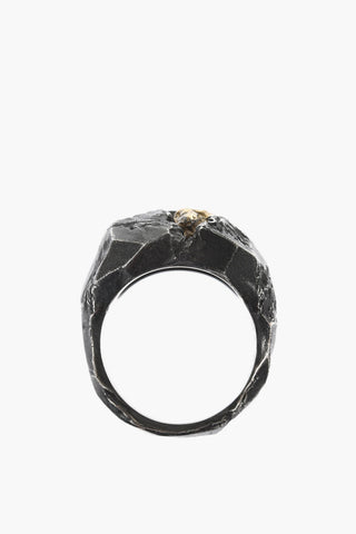 Silver MATERIC Signet Ring with Golden-Effect Detail