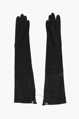Leather Opera Glovers with Charm Detail