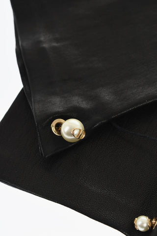 Leather Opera Glovers with Charm Detail