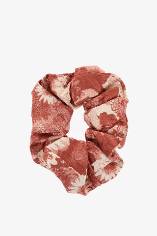Floral-Motif Satin Scrunchie