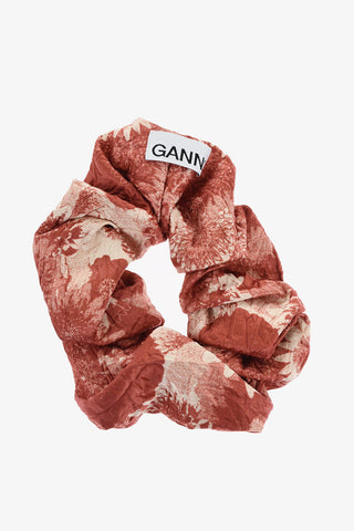 Floral-Motif Satin Scrunchie