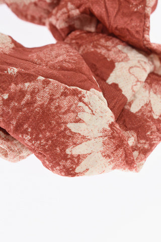 Floral-Motif Satin Scrunchie