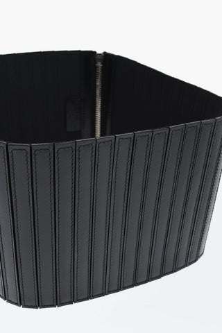 Quilted Leather Waist Belt 140mm