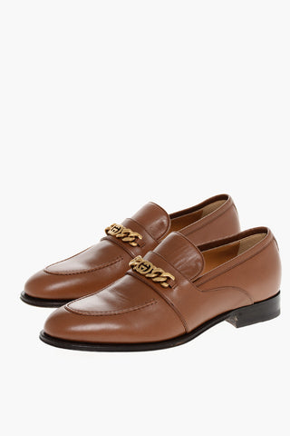 Leather Loafers With Chain Detail