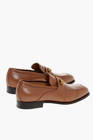 Leather Loafers With Chain Detail