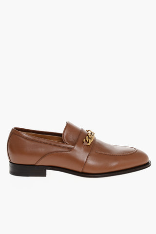 Leather Loafers With Chain Detail