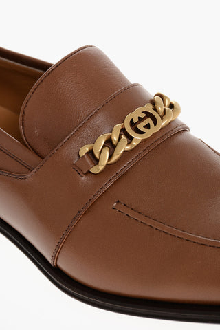 Leather Loafers With Chain Detail