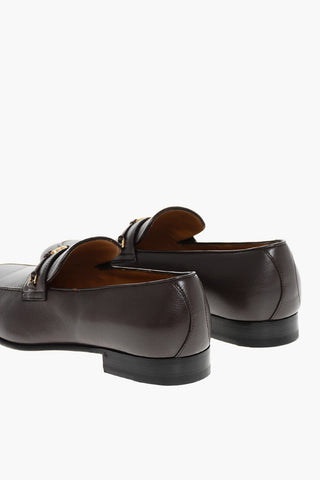 Leather Bit Loafers With Logo Detail