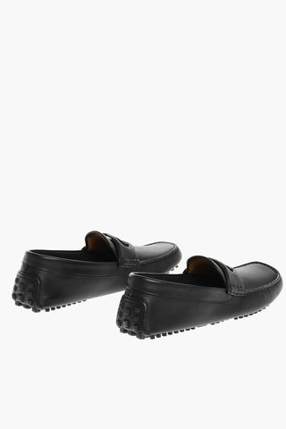 leather Loafers With Cut-Out Logo