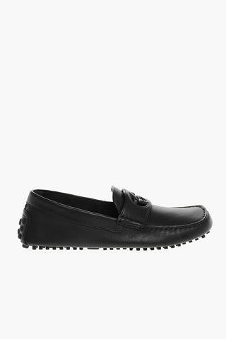 leather Loafers With Cut-Out Logo