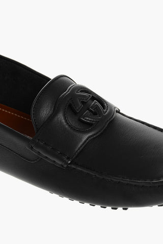 leather Loafers With Cut-Out Logo