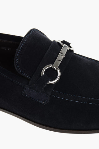 Mocassini Bit In Suede Con Suola In Cuoio
