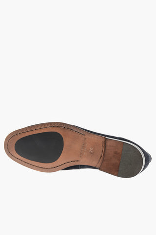 Mocassini Bit In Suede Con Suola In Cuoio